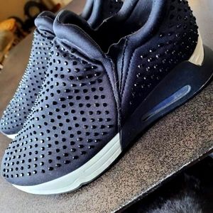 Black rhinestone encrusted sneakers